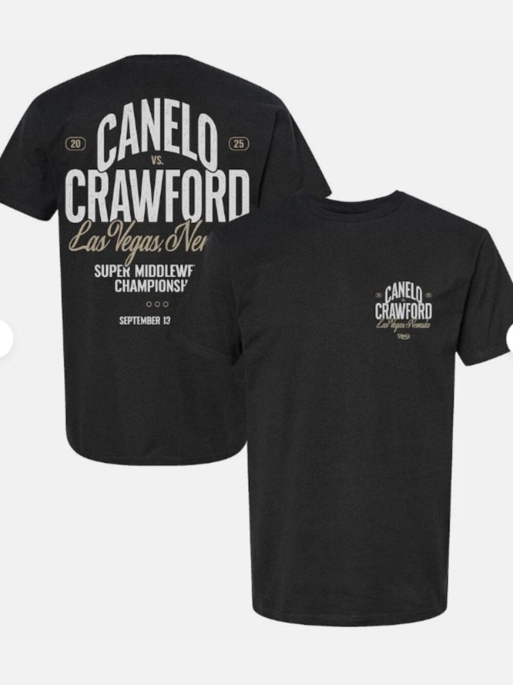 Canelo vs Crawford T-Shirt Black Boxing Fight Tee Las Vegas 2025 Size S
